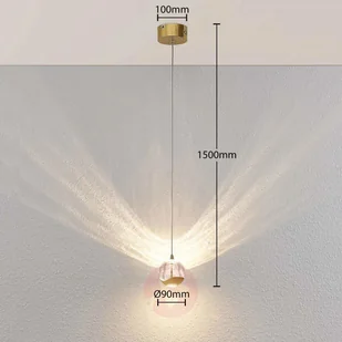 Lampenwelt com Lampa wisząca LED Hayley szklana kula 1-pkt. złota - Lampy sufitowe - miniaturka - grafika 3