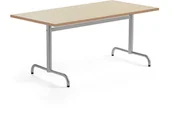 Stoły - AJ Produkty Stół PLURAL, 1400x800x720 mm, blat linoleum, beż, srebrny - miniaturka - grafika 1