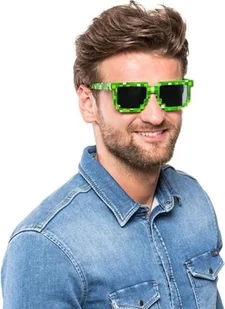 Gift World Gift World, Pikselowe okulary, 8 Bit, Minecraft Style, zielone - Dodatki do strojów karnawałowych - miniaturka - grafika 2
