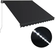 Markizy - vidaXL Ręcznie zwijana markiza z LED, 350 x 250 cm, antracytowa vidaXL - miniaturka - grafika 1