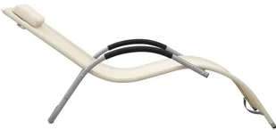 vidaXL Leżak, tworzywo textilene, kremowo-szary 310514 - Leżaki ogrodowe - miniaturka - grafika 3