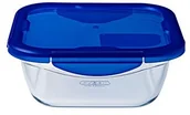 Naczynia żaroodporne - Dajar Pyrex 4937553 pojemnik na zapasy kwadratowa 16 x 16 cm 85 CL, z pokrywką Cook & Go Pyrex, niebieski, 17 x 17 x 7 cm 4937553 - miniaturka - grafika 1