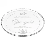 Tace i patery - Murrano Patera szklana na ciasto bez nóżki grawer dla teściowej PATR2-020 - miniaturka - grafika 1