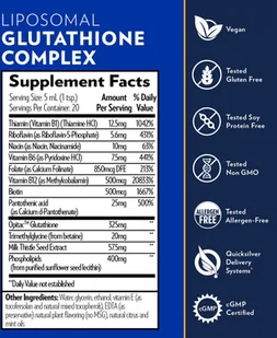 QUICKSILVER SCIENTIFIC Liposomal Glutathione Complex (Glutation - Detoksykacja Organizmu) 100ml - Aminokwasy - miniaturka - grafika 4