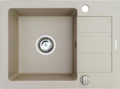 Zlewozmywaki - Maidsinks Zlewozmywak granitowy jednokomorowy z ociekaczem 62x44 1B 1D beż piaskowy (Pyragranit kolor beżowy) - miniaturka - grafika 1