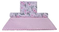 Kołdry i poduszki dla dzieci - Kołderka Kołderka 75x100 cm + poduszka 30x40 cm Kwiaty różowe + różowe minky 5903031425260 - miniaturka - grafika 1