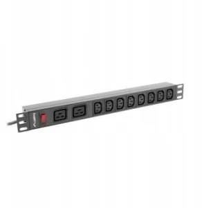 Lanberg lanberg Listwa zasilająca Rack PDU 19 cali 1U 16A 2X C19 8X IEC C13 - Listwy zasilające - miniaturka - grafika 3