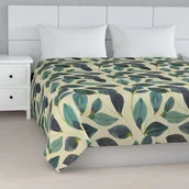 Narzuty - Dekoria Narzuta pikowana w pasy liście w kolorze szmaragdowej zieleni z fioletem na lnianym tle 100 x 160cm Abigail 836-143-15 - miniaturka - grafika 1