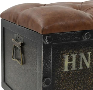 vidaXL Ławka ze schowkiem, lite drewno i sztuczna skóra, 80,5x41x50 cm vidaXL - Ławki do przedpokoju - miniaturka - grafika 8