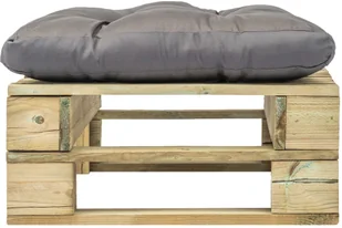 vidaXL Ogrodowe siedzisko z palet z szarą poduszką, drewno FSC vidaXL - Pozostałe meble ogrodowe - miniaturka - grafika 2