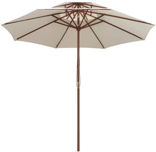 vidaXL Parasol z podwójnym daszkiem, 270x270 cm drewno, kremowy - Parasole ogrodowe - miniaturka - grafika 8