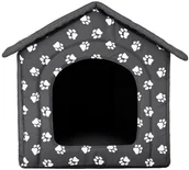 Legowiska dla psów - Hobbydog Buda dla psa, szara w łapki, 76x72x74 cm - miniaturka - grafika 1