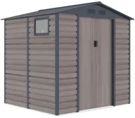 Altany ogrodowe - Vente-Unique Wiata ogrodowa ADELMO ze stali galwanizowanej, drewnopodobnej  kolor szary  4,15 m - miniaturka - grafika 1