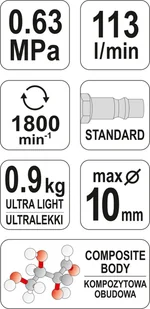 YATO WIERTARKA PNEUMATYCZNA KOMPOZYTOWA YT-09703 YT-09703 - Wiertarki i wkrętarki pneumatyczne - miniaturka - grafika 5