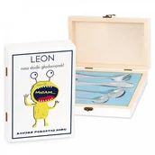 Sztućce dla dzieci - Murrano Zestaw Sztućców Dla Dzieci W Drewnianym Etui Nadruk Głodomorek SZT-ANIMALS_DRW-UV-023 - miniaturka - grafika 1