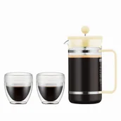 Zaparzacze i kawiarki - Bodum Bistro 1 L Żółty Zestaw French Press Zaparzacz Do Kawy Tłokowy Plastikowy Z 2 Szklankami O Podwójnych Ściankach - miniaturka - grafika 1
