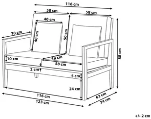 Beliani Meble ogrodowe brązowe - stół + 2 ławki + fotel + leżak - PATAJA brązowy - Leżaki ogrodowe - miniaturka - grafika 9