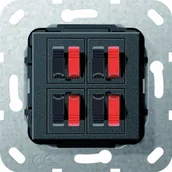 Wyłączniki światła i elektryczne - Gira 569410 przyłącze głośników 4-krotnie zastosowania, czarna matowa 569410 - miniaturka - grafika 1