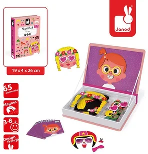 Janod Magnetyczna układanka Śmieszne buzie. Dziewczynka - Układanki dla dzieci - miniaturka - grafika 4