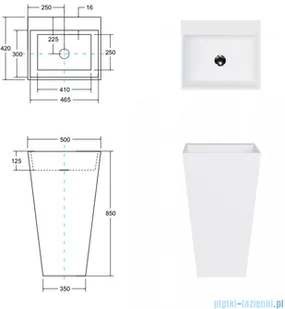 Besco Vera umywalka wolnostojąca 50x42x85cm czarny połysk VERA-UMYC | - Umywalki - miniaturka - grafika 2