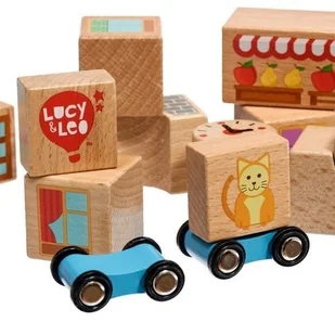 Lucy Leo Kolorowe klocki drewniane Miasto 15 elementów LL166 - Klocki - miniaturka - grafika 9