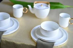 Affek Design Mondex Talerz obiadowy Grace biało-złoty HTNF7580 - Talerze - miniaturka - grafika 5