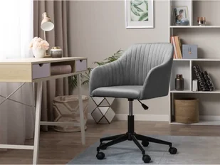 Fotel biurowy, krzesło biurowe Beliani Krzesło biurowe regulowane welurowe szare VENICE - Fotele i krzesła biurowe - miniaturka - grafika 2