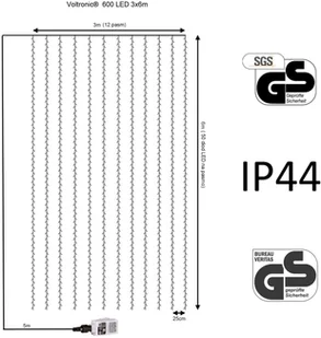 VOLTRONIC KURTYNA ŚWIETLNA ZWISAJĄCE LAMPKI SOPLE 3x6M 600 LED 30010252 - Oświetlenie świąteczne - miniaturka - grafika 5