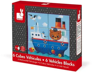 Janod Duże klocki Pojazdy 6 elementów Kubkid, - Klocki - miniaturka - grafika 3