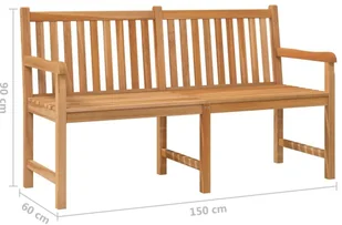 vidaXL Ławka ogrodowa, 150 cm, lite drewno tekowe 316623 - Ławki ogrodowe - miniaturka - grafika 7