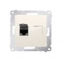 Gniazdka elektryczne - Kontakt Simon 54 Gniazdo komputerowe pojedyncze RJ45 kat 6 z przesłoną przeciwkurzową kremowy Kontakt 54 D61.01/41 - miniaturka - grafika 1