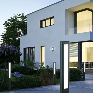 Lampenwelt com Słupek ogrodowy LED Mhairi,kanciasty,szary,100 cm - Lampy ogrodowe - miniaturka - grafika 3