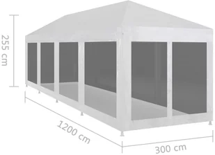 vidaXL Namiot imprezowy z 10 siatkowymi ściankami, 12 x 3 m - Pawilony ogrodowe - miniaturka - grafika 6