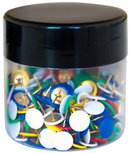 Q-CONNECT Pinezki klasyczne w plastikowym słoiku 300 sztuk mix kolorów - Przybory szkolne - miniaturka - grafika 2