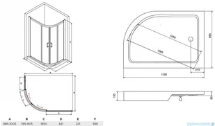 PMD Piramida Modern 100x80 profil chrom szkło transparentne MA-100-80-C - Kabiny prysznicowe - miniaturka - grafika 4