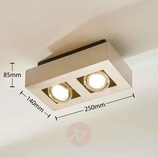 Lampenwelt com 2-punktowy spot LED Vince, nikiel satynowany - Lampy sufitowe - miniaturka - grafika 3