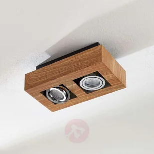 Lampenwelt com 2-punktowy spot LED Vince, kolor drewna - Lampy sufitowe - miniaturka - grafika 4