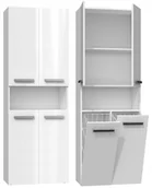 Szafki łazienkowe - Szafka Łazienkowa Regał SŁUPEK NEL DK 2K KOSZ 60CM BIEL POŁYSK NEL 2K DK BPOŁ KPL - miniaturka - grafika 1