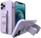 Etui i futerały do telefonów - Hurtel Rope case żelowe etui ze smyczą łańcuszkiem torebka smycz iPhone 12 Pro fioletowy - miniaturka - grafika 1