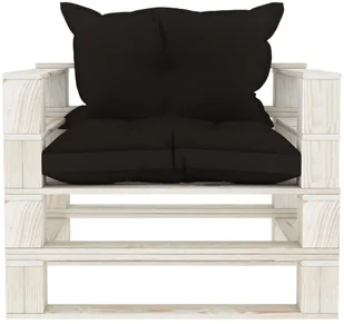 vidaXL Ogrodowe siedzisko z palet z czarnymi poduszkami, drewniane - Ławki ogrodowe - miniaturka - grafika 2