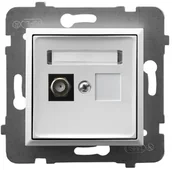 Gniazdka elektryczne - Ospel Gniazdo antenowe typu F pojedyncze Biały Aria - GPA-1UF/m/00 - miniaturka - grafika 1