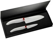 Noże kuchenne - Kyocera Zestaw noży ceramicznych Santoku 14 cm i nóż do obierania 7,5 cm, biała rączka - miniaturka - grafika 1