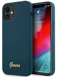Guess GUHCP12SLSLMGBL iPhone 12 mini 5,4" niebieski/blue hardcase Metal Logo Script GUE001068 - Etui i futerały do telefonów - miniaturka - grafika 10