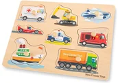 Zabawki interaktywne dla dzieci - New Classic Toys - Drewniane Puzzle Pojazdy (8 elementów) - miniaturka - grafika 1