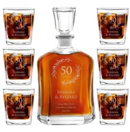 Karafki - Murrano Zestaw Karafka z 6 Szklankami Grawer Dla Pary KARC_6xSZC-007 - miniaturka - grafika 1