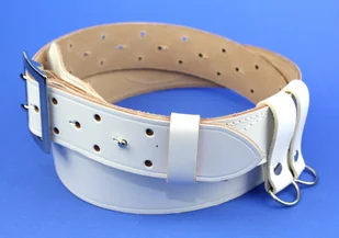 WIREX (PL) Wojskowy Pas Męski Skórzany OFICER RUBIN (PL) Skóra Licowa BIAŁY Super Wytrzymały Z Płytką I Przeszyciami P140 XXL - Paski - miniaturka - grafika 3