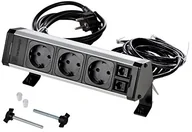 Pozostałe oświetlenie - Kopp 939628014 vers adesk uprawy gniazd na pasku, 2RJ-45/11-przyłącza Cat 6 UTP, przewód przyłączeniowy 2 m i 2 m kabel do transmisji danych, IP20, 3400 W, czarna/aluminium anodowane - miniaturka - grafika 1