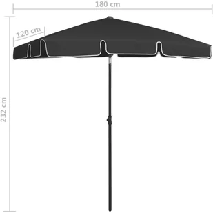 VidaXL Parasol plażowy, czarny, 180x120 cm 314725 VidaXL - Parasole ogrodowe - miniaturka - grafika 8