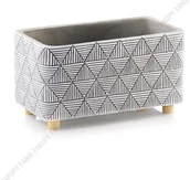 Donice - Donica z betonu dekoracyjnego na drewnianych nogach 26x14 cm - z kolekcji ETNO - miniaturka - grafika 1