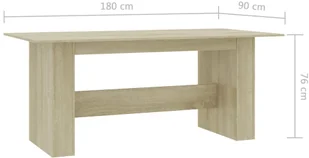 vidaXL Stół jadalniany, kolor dąb sonoma, 180x90x76 cm, płyta wiórowa - Stoły - miniaturka - grafika 6